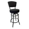Banqueta Alta Bar Giratória com Encosto Cor Preta Assento Grosso Confortável Linho Preto - 2