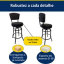 Ver imagem 6 de Banqueta Alta Bar Giratória com Encosto Cor Preta Assento Grosso Confortável Linho Preto
