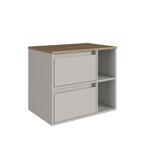 Gabinete de Banheiro Suspenso 60cm com 2 Nichos 1 Porta Basculante e 1 Gaveta Bh8005 Mel/arenas sem