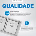 Ver imagem 3 de Kit Cuba Dupla Gourmet com Acessórios Solo 35x35x40 e Válvula e Escorredor e Tampa Arell