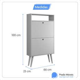 Sapateira com 2 Portas Basculantes Drex para Hall de Entrada ou Quarto - Nature com Off White - 7