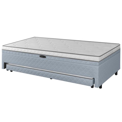 Cama Box Conjugada Solteiro Maya 88x188 c/ Baú e Cama Auxiliar Cinza