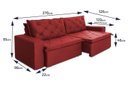 Ver imagem 3 de Sofá Cama Retrátil Reclinável 2,70m Bangkok Suede Velut Vermelho Molas no Assento - King House