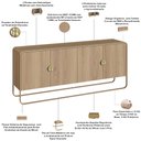 Ver imagem 5 de Aparador Buffet para Sala de Jantar 4 Portas Industrial 180cm Alek A03 Hanover Dourado - Lyam Decor