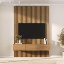 Ver imagem 1 de Rack com Painel Ripado TV 60 Polegadas Planejado 160x230cm Aruá CabeCasa MadeiraOriginals Marrom