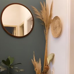 Espelho Redondo de Parede Estilo Minimalista 33 Cm - Moema - Imbuia - 2 Espelho Redondo de Parede Estilo Minimalista 33 Cm - Moema - Imbuia - 2