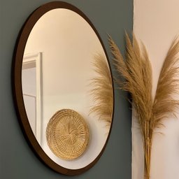 Espelho Redondo de Parede Estilo Minimalista 33 Cm - Moema - Imbuia - 3 Espelho Redondo de Parede Estilo Minimalista 33 Cm - Moema - Imbuia - 3