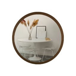 Espelho Redondo de Parede Estilo Minimalista 33 Cm - Moema - Imbuia - 1 Espelho Redondo de Parede Estilo Minimalista 33 Cm - Moema - Imbuia - 1