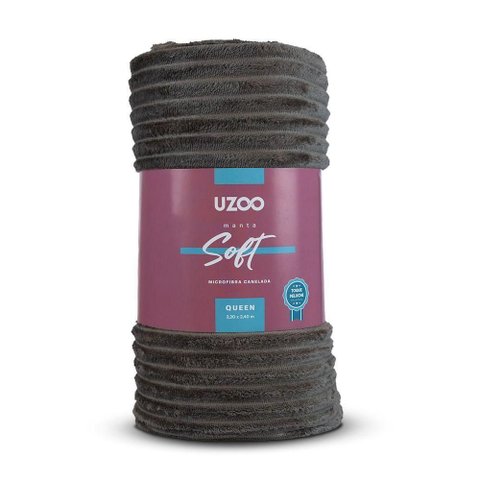 Manta Microfibra Flannel Soft Queen Canelada 220x240cm - Uzoo Manta Microfibra Flannel Soft Queen