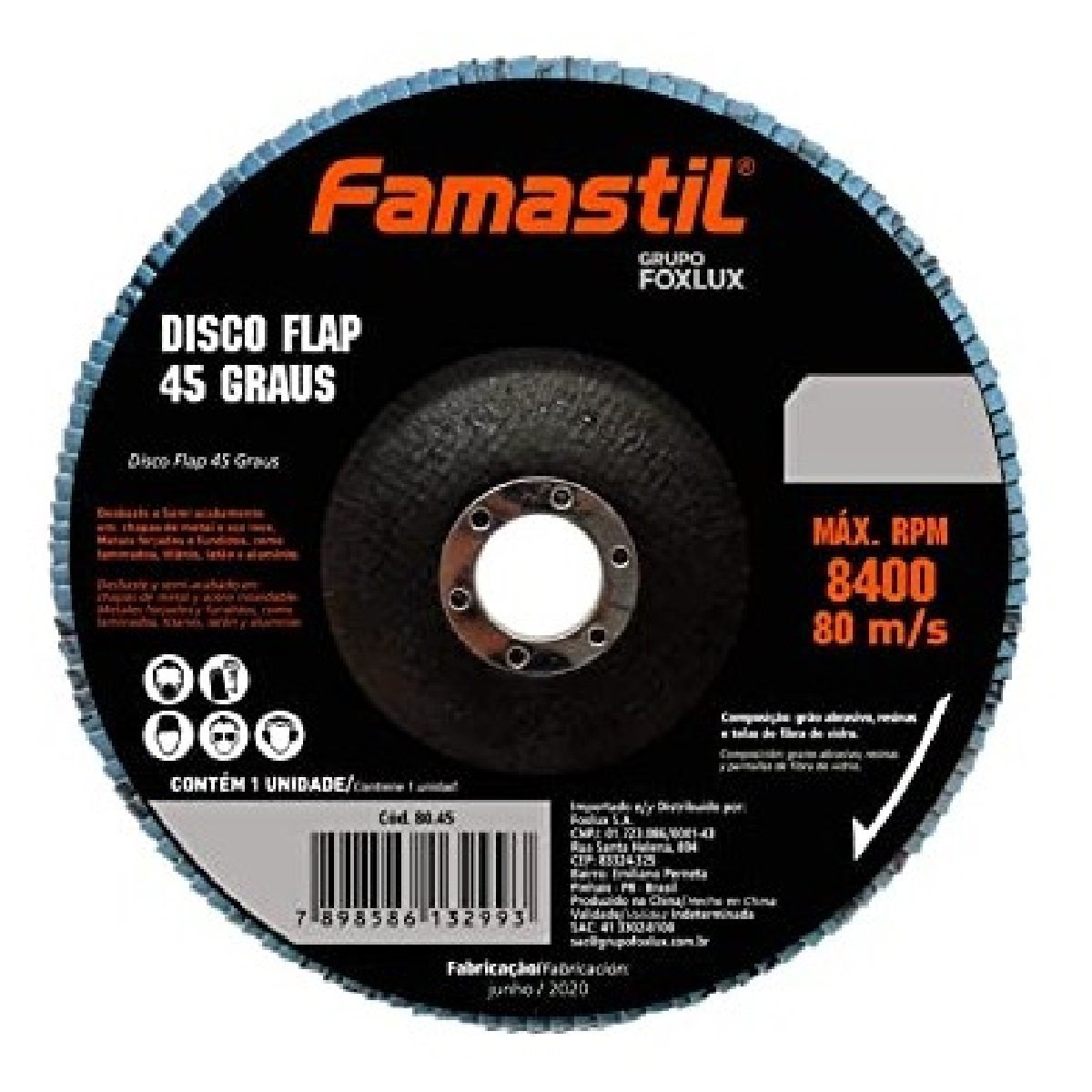 Disco Flap 45 Graus 4 1/2 Polegadas X 80G Metal Famastil - 1