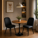 Ver imagem 1 de Mesa de Jantar Saarinen Preto Redonda 70cm - MDF Melamínico Freijó