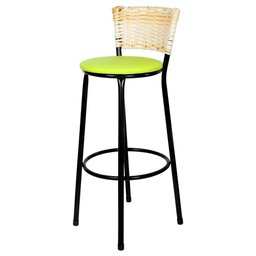 Banqueta Alta Ratan Hawai Preta Palha   - 1