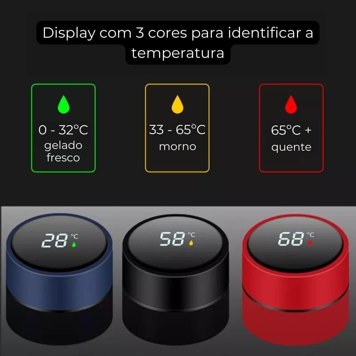 Garrafa Térmica a Vácuo Display Led Temperatura Garrafa de Água de Aço Inoxidável Copo Isolado - 6