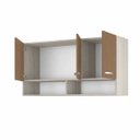 Ver imagem 6 de Armário Aéreo Multiuso Modulado 3 Portas 120 cm Montado em MDP – Amadeirado Cinza/Marrom