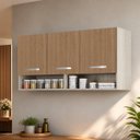 Ver imagem 1 de Armário Aéreo Multiuso Modulado 3 Portas 120 cm Montado em MDP – Amadeirado Cinza/Marrom