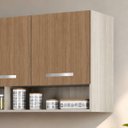 Ver imagem 2 de Armário Aéreo Multiuso Modulado 3 Portas 120 cm Montado em MDP – Amadeirado Cinza/Marrom