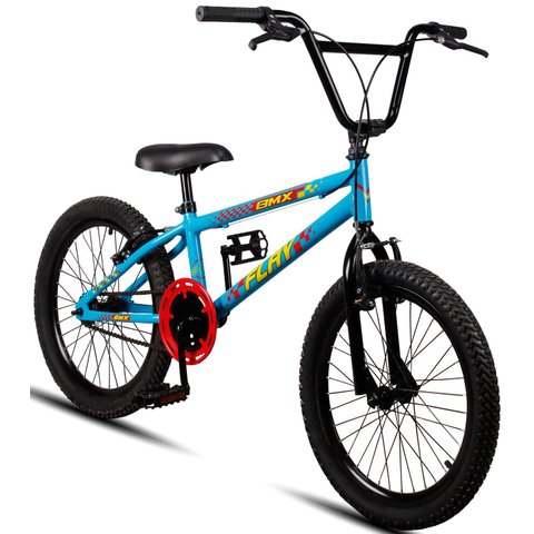 Bicicleta Aro 20 Bmx Infantil Flay Aro Aero Freio V-brake Menino 6, 7, 8, 9, 10 + Anos - Azul Claro
