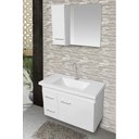 Ver imagem 1 de Kit Gabinete Cuba e Espelheira 74cm para Banheiro 100% Mdf:branco