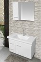 Ver imagem 1 de Kit Gabinete Cuba e Espelheira 74cm para Banheiro 100% Mdf:branco