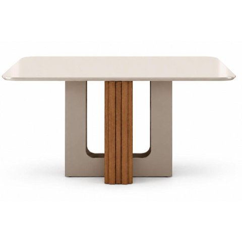 Mesa de Jantar Sofia 120x80 Canto Copo com Vidro Cinamomo Off White Off White - Leifer