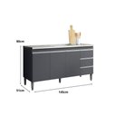 Ver imagem 4 de Gabinete Balcão para Pia Andreia com Tampo 150cm 3 Portas 3 Gavetas Cinza Fosco