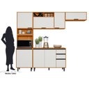 Ver imagem 4 de Cozinha Modulada Completa 4 Peças 8 Portas 2 Gavetas com Paneleiro Duplo Ravena Bege/Freijó/Off White Acetinado