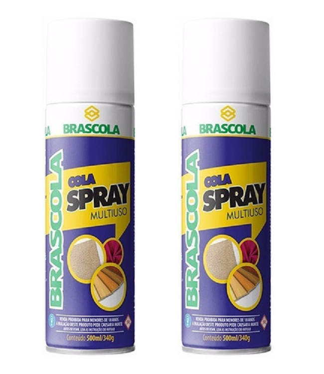 KIT 2 COLA DE CONTATO ADESIVO SPRAY TIPO 76 340G BRASCOLA - 1
