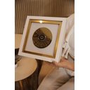 Ver imagem 2 de Quadro Olho Grego a Luz que Me Guia 28x28cm Acrílico Dourado Moldura Dupla Led