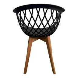 Cadeira de Jantar Web com Assento Estofado Madeira Maciça Premium Preto - 4