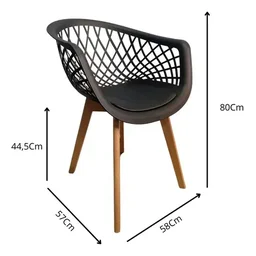 Cadeira de Jantar Web com Assento Estofado Madeira Maciça Premium Preto - 7