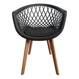 Cadeira de Jantar Web com Assento Estofado Madeira Maciça Premium Preto - 2