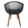 Cadeira de Jantar Web com Assento Estofado Madeira Maciça Premium Preto - 2