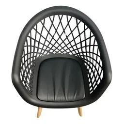Cadeira de Jantar Web com Assento Estofado Madeira Maciça Premium Preto - 5