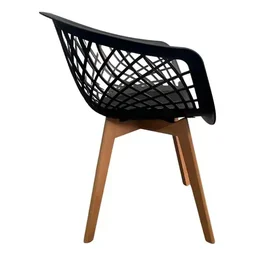 Cadeira de Jantar Web com Assento Estofado Madeira Maciça Premium Preto - 3