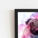 Ver imagem 2 de Quadro Cachorro Pug Cão Tinta Aquarela Moldura 20x30cm