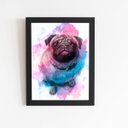 Ver imagem 1 de Quadro Cachorro Pug Cão Tinta Aquarela Moldura 20x30cm
