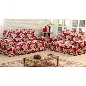 Capa de Sofá Adere Floral Vermelho 02 e 03 Lugares [f101]