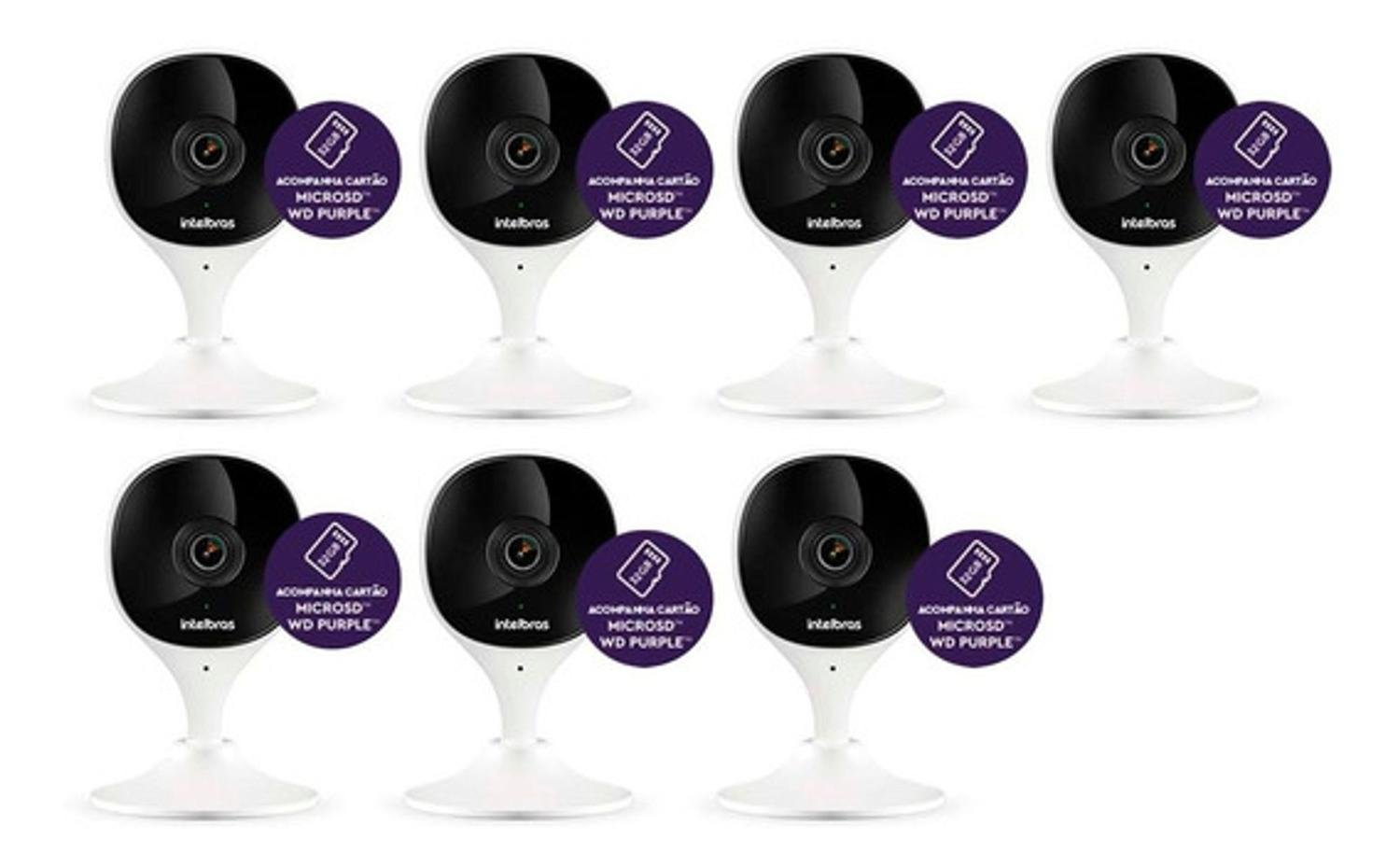Kit 7 Câmeras de Segurança Imx Branca Wi-fi Full Hd Intelbras com Cartão 32gb Purple Intelbras