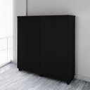 Ver imagem 1 de Armário Alto Duplo 1,58m para Escritório com 4 Portas de Abrir e Puxadores Metálicos F5 Office Preto