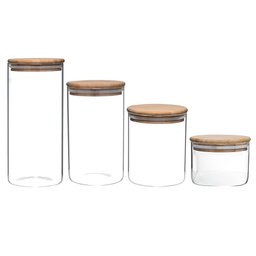 Pote de Vidro 370 ml com Tampa de Bambu Hermético Mimo Style Pote Hermético - 2
