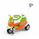 Ver imagem 1 de Carrinho de Passeio e Pedal Triciclo 2 Lugares Emparrudor Moto Duo Criança Cor Laranja/verde