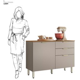 Balcão para Cozinha 120cm 2 Portas 2 Gavetas Olga Amêndola/nude - 3