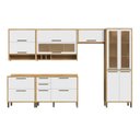 Ver imagem 3 de Cozinha Completa Modulada 100% MDF 6 Peças 12 Portas 4 Gavetas e Vidro 354cm Vicenza Espresso Móveis Branco/Amêndoa/Brilho