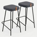 Ver imagem 1 de Kit 02 Banquetas Altas Cozinha e Área Gourmet Vik Estofada Linho Grafite - Desk Design