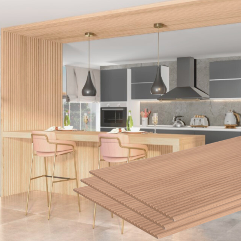 Painel Ripado Canelado/ondulado Carvalho Americano 2750 X 445 X 9mm - Caixa com 2 Painéis = 2,5m2