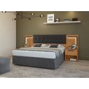 Ver imagem 5 de Cabeceira Casal 160cm 2 Mesas de Cabeceira com Led Calitan - Lp - Rei de Casa Amendoa Clean/preto Fo
