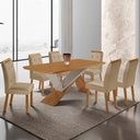 Ver imagem 1 de Mesa de Jantar Yasmin 180cm Tampo Mdf Laminado Canto Copo com 6 Cadeiras Carol