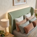 Ver imagem 4 de Cabeceira Cama Casal Queen Size Livia 160cm Orgânica Curva Bouclê Verde - Montanari'S Decor