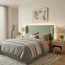 Ver imagem 1 de Cabeceira Cama Casal Queen Size Livia 160cm Orgânica Curva Bouclê Verde - Montanari'S Decor