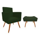 Ver imagem 1 de Kit Poltrona Decorativa Bia + Puff Retangular Suede Verde Pés Madeira Mz Decor